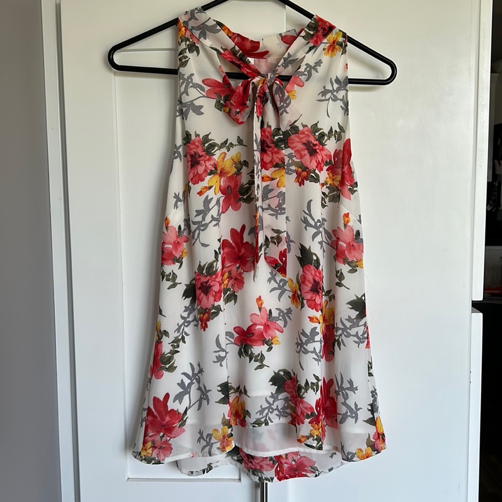 White Tank with Floral Print